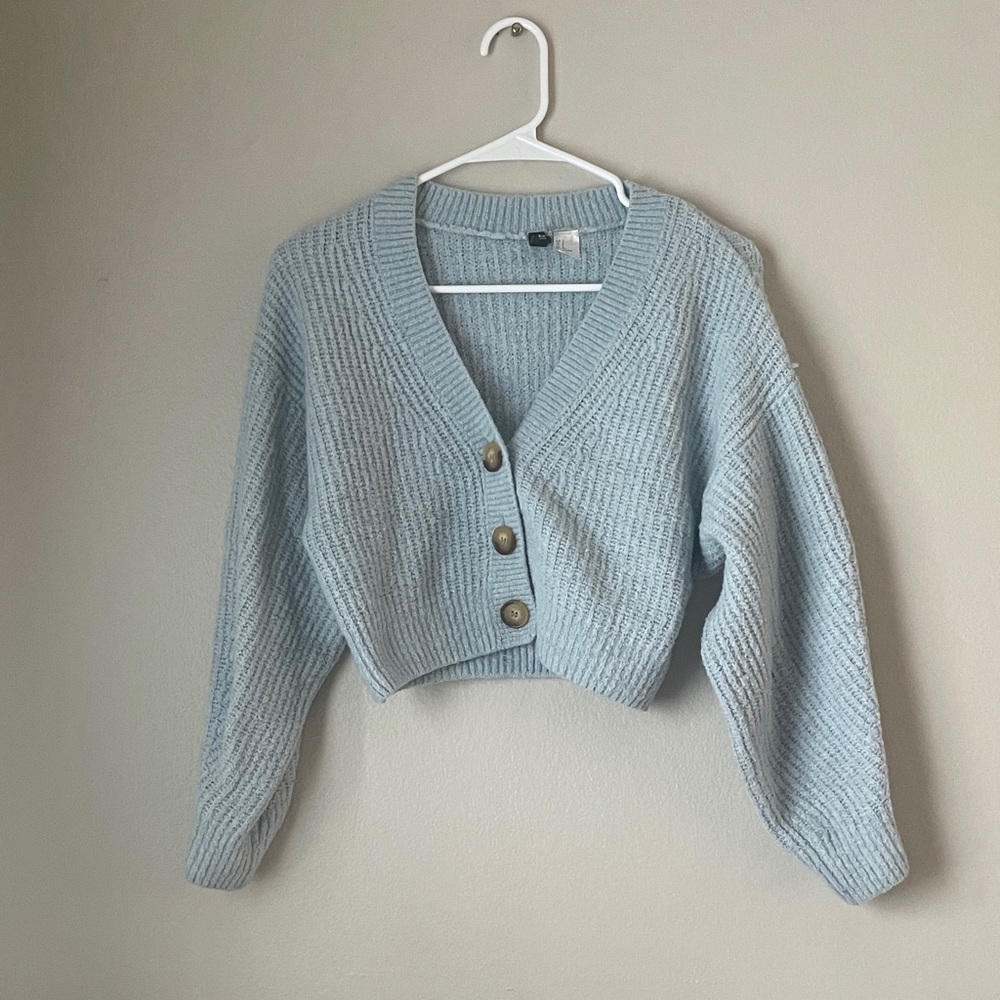 H&M Light Blue Button-Up Cardigan